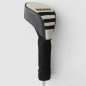 Retro Alabaster Drie Dwars Strepen met Naam Golfheadcover (Schuin)