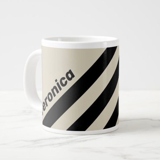 Retro Alabaster Drie Strepen met Naam Grote Koffiekop (Links)