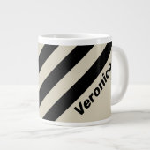 Retro Alabaster Drie Strepen met Naam Grote Koffiekop (Voorkant rechts)