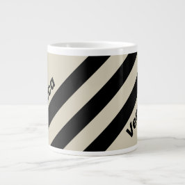 Retro Alabaster Drie Strepen met Naam Grote Koffiekop