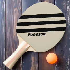 Retro Alabaster Drie Strepen met Naam Tafeltennisbatje