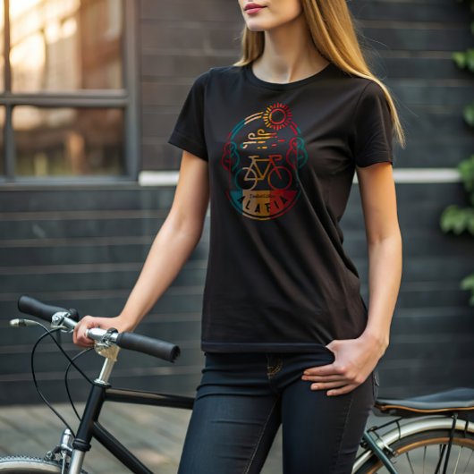 Retro Alafia Fietsroute Gepersonaliseerde Waterfle T-shirt