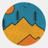 Retro Alaska Anchorage Mountain Souvenir 80s Ronde Sticker (Voorkant)