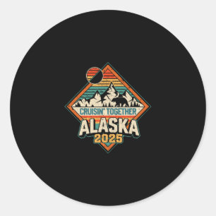 Retro Alaska Cruise 2025 Samen Vakantie Varen Ronde Sticker