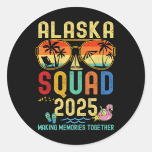 Retro Alaska Cruise Vakantie 2025 Familie Vrienden Ronde Sticker