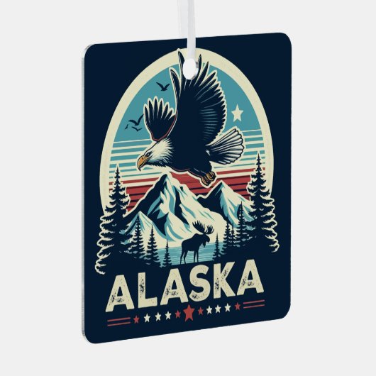 Retro Alaska Metalen Ornament (Voorkant Rechts)