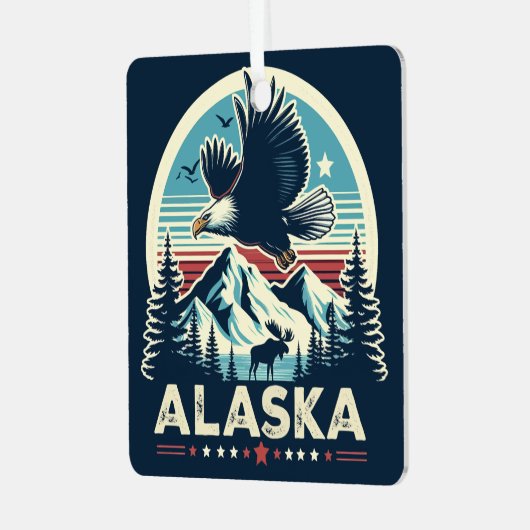 Retro Alaska Metalen Ornament (Voorkant links)
