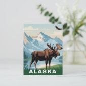 Retro Alaska Moose Mountain Briefkaart (Staand voorkant)