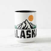 Retro Alaska Mountain Sunset Mok (Midden)