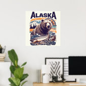 Retro Alaska Natuur Poster (Thuiskantoor)
