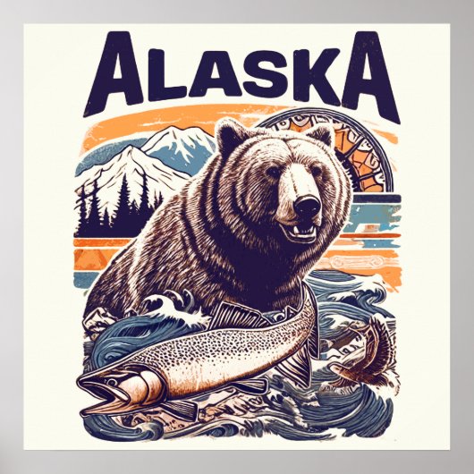 Retro Alaska Natuur Poster (Voorkant)