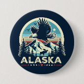 Retro Alaska Ronde Button 7,6 Cm (Voorkant)