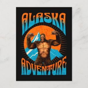 Retro Alaska Sasquatch Bergavontuur Briefkaart