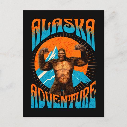 Retro Alaska Sasquatch Bergavontuur Briefkaart (Voorkant)