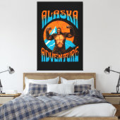Retro Alaska Sasquatch Bergavontuur Canvas Afdruk (Insitu (Slaapkamer))