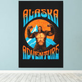 Retro Alaska Sasquatch Bergavontuur Canvas Afdruk (Insitu (Houten vloer))