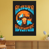 Retro Alaska Sasquatch Bergavontuur Canvas Afdruk (Insitu (Woonkamer))