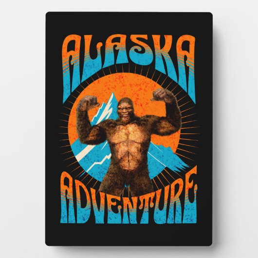 Retro Alaska Sasquatch Bergavontuur Fotoplaat (voorkant)