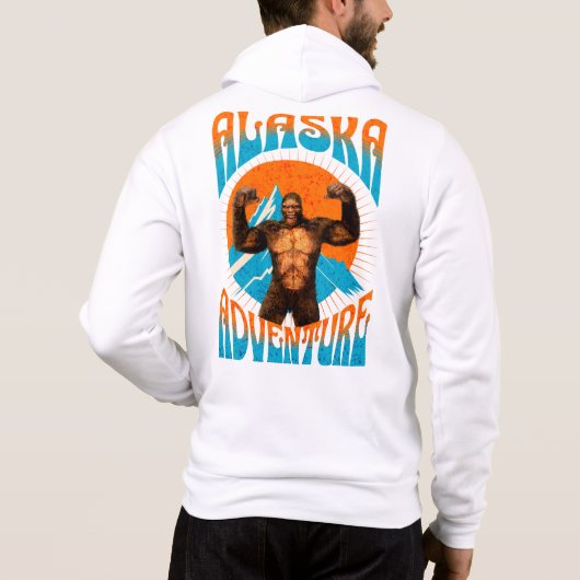 Retro Alaska Sasquatch Bergavontuur Hoodie (Achterkant)