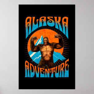 Retro Alaska Sasquatch Bergavontuur Poster