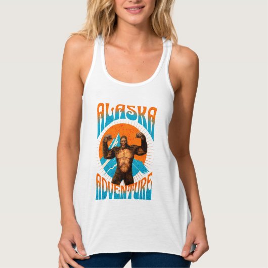 Retro Alaska Sasquatch Bergavontuur Tanktop (Voorkant)