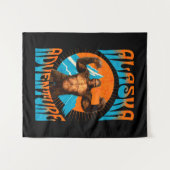 Retro Alaska Sasquatch Bergavontuur Wandkleed (Voorkant (horizontaal))