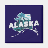 Retro Alaska Schaduwsilhouet   Magneet (Voorkant)