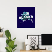 Retro Alaska Schilderachtig Silhouet Poster (Thuiskantoor)