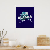 Retro Alaska Schilderachtig Silhouet Poster (Keuken)