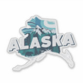 Retro Alaska Schilderachtig Silhouette Vinyl Decal Sticker (Voorkant)
