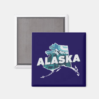 Retro Alaska Schitterende Silhouette   Magneet