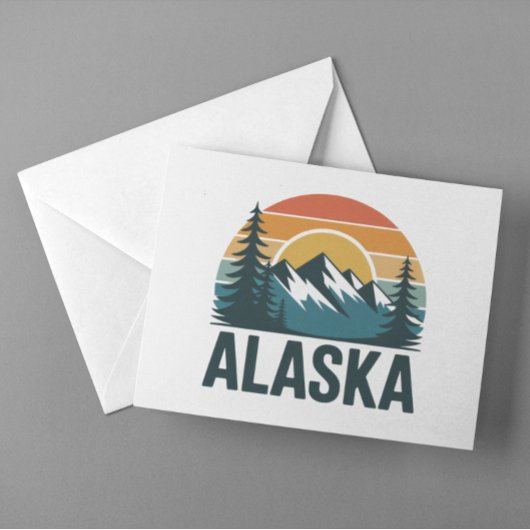 Retro Alaska Sunset Adventure  Briefkaart