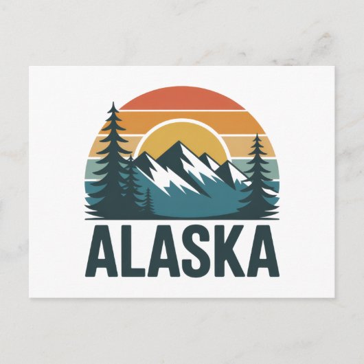 Retro Alaska Sunset Adventure  Briefkaart (Voorkant)