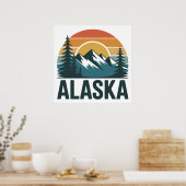 Retro Alaska Sunset Adventure Poster (Keuken)