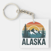 Retro Alaska Sunset Adventure  Sleutelhanger (voorkant)
