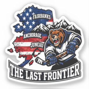 Retro Alaska The Last Frontier IJshockey Beer Kaar Sticker