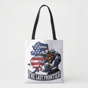 Retro Alaska The Last Frontier IJshockey Beer Kaar Tote Bag