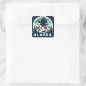 Retro Alaska Vierkante Sticker (Tas)