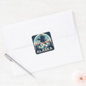 Retro Alaska Vierkante Sticker (Envelop)