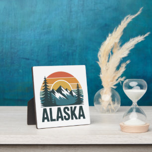 Retro Alaska Zonsondergang Avontuur Huisdecoratie Fotoplaat