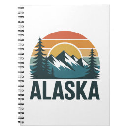 Retro Alaska Zonsondergang Avontuur  Notitieboek