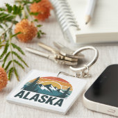 Retro Alaska Zonsondergang Avontuur Sleutelhanger (Voorkant Rechts)