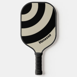 Retro Albast Driedubbele Cirkel Streep met Naam Pickleball Paddle