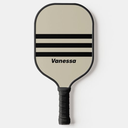 Retro Albast Strepen Drie Dwars met Naam Pickleball Paddle (Voorkant)