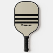 Retro Albast Strepen Drie Dwars met Naam Pickleball Paddle (Achterkant)