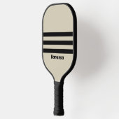 Retro Albast Strepen Drie Dwars met Naam Pickleball Paddle (Links)