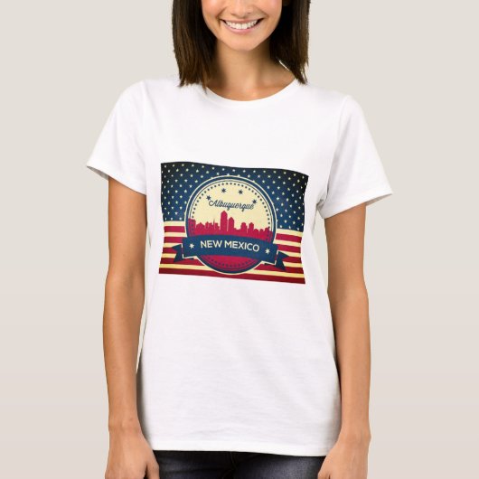Retro Alberquerque New Mexico Skyline T-shirt (Voorkant)