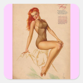  Retro Alberto Vargas Pin Up Girl Vierkante Sticker