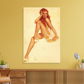  Retro Alberto Vargas Redhead Pin Up Girl Canvas Afdruk (Insitu (Woonkamer))