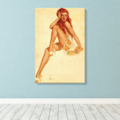  Retro Alberto Vargas Redhead Pin Up Girl Canvas Afdruk (Insitu (Houten vloer))